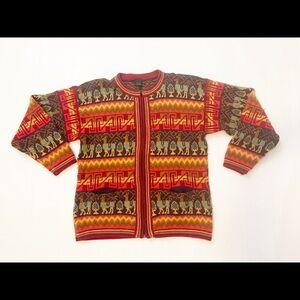 Arcohis Alpaca Wool Pervian Cardigan zip Sweater